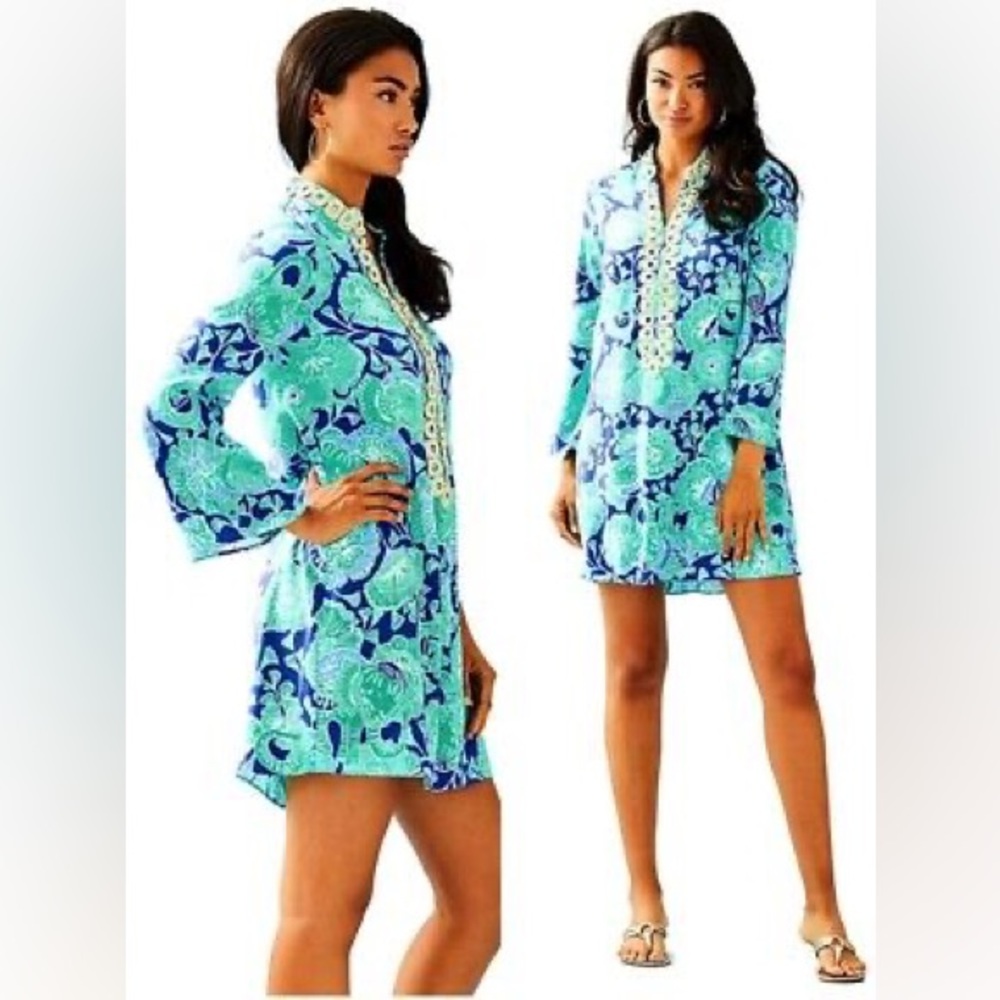 Gracelynn Tunic Dress Bright Agate Green Mint To Be Blue and Green (size 2)